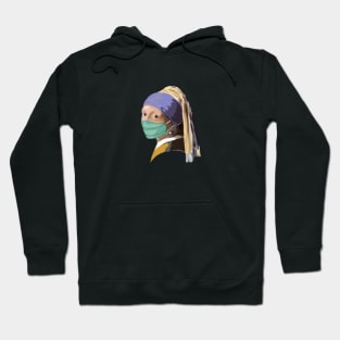 girl with pearl earring and facemask - vermeer style illustration Hoodie